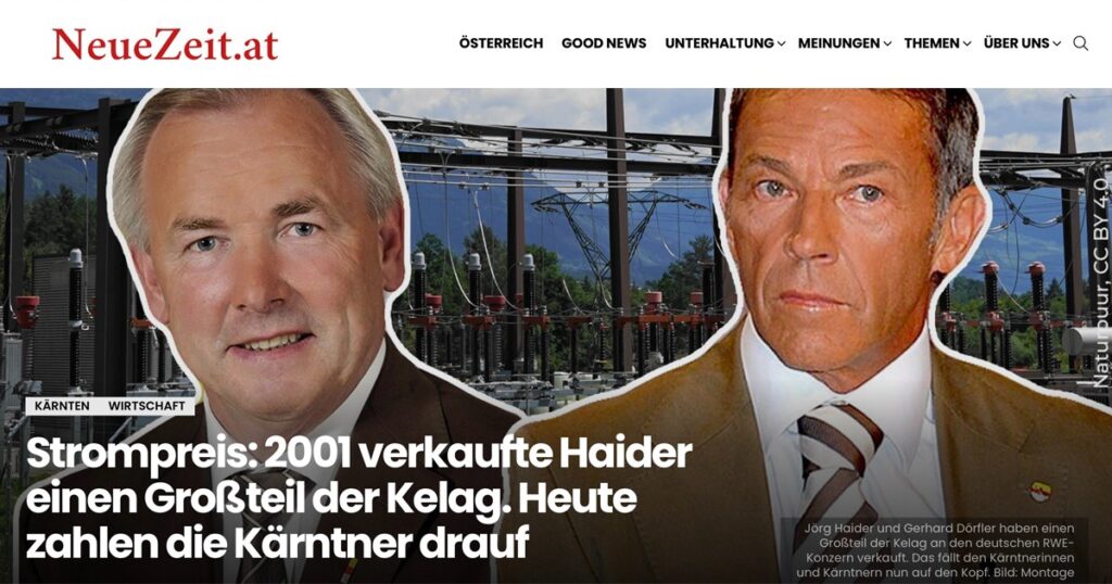 Strompreis: 2001 verkaufte Haider einen Gro&szlig;teil der Kelag. Heute zahlen die K&auml;rntner drauf